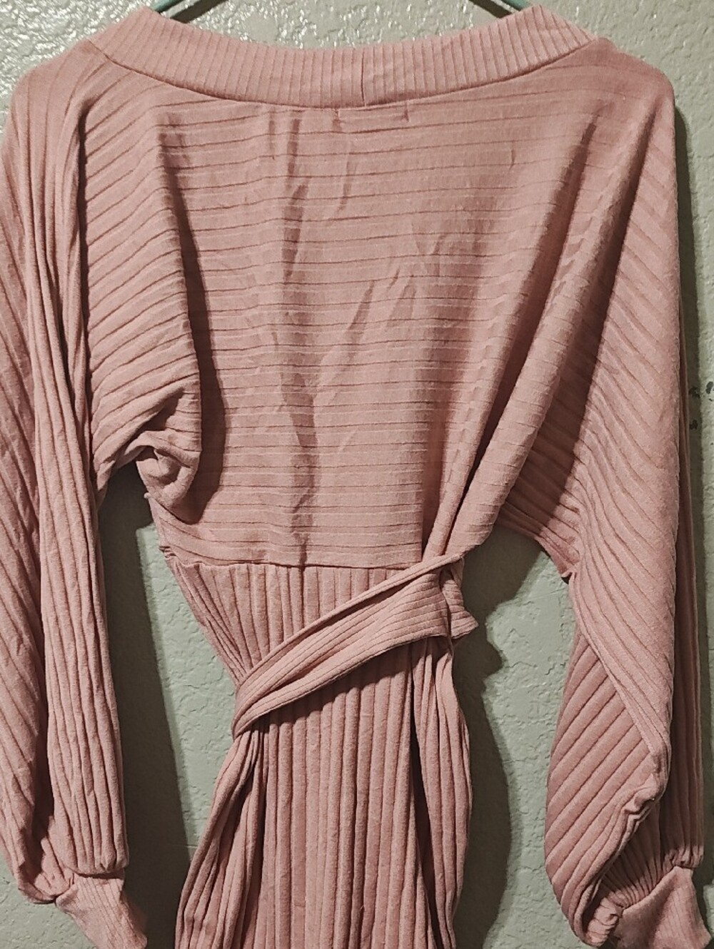 Fashion Nova Dusty Pink Ribbed Wrap Robe - Picture 4 of 5